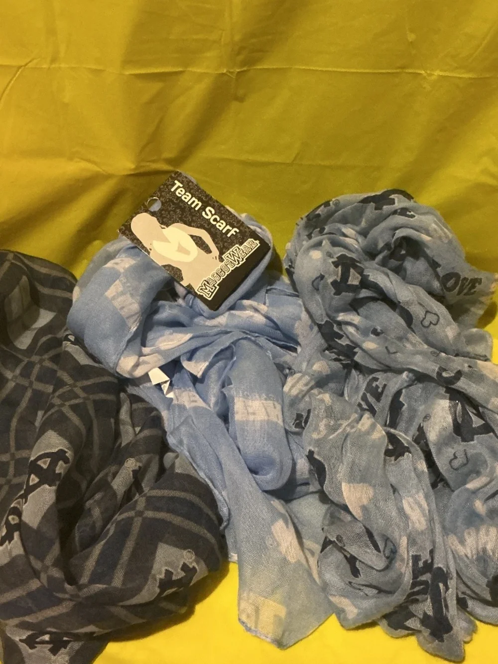 North Carolina Tar Heels UNC Scarf Lot of 3 Team Scarves Blue NCAA Fan Gear